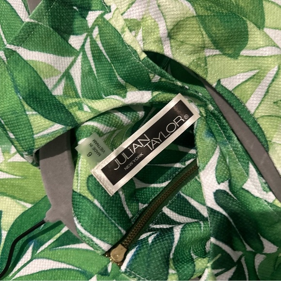 Julian Taylor New York Green Leaf Print Sleeveless Dress Size 6 - Picture 9 of 12